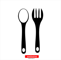 slotted spoon and a wooden spatula for frying icon.Flat design style vector illustration for graphic and web design.