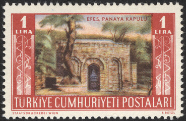 Republic of Turkey. Republic of Turkey postage stamp. Republic of Turkey historical stamp. A postage stamp printed in Republic of Turkey.