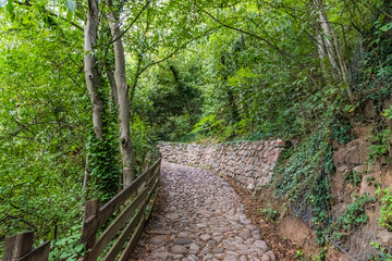 Ancient narrow footpath made of stone