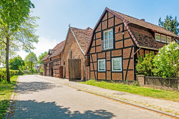 Historische Scheunen in Ahlden, Landkreis Heidekreis, Niedersachsen, Deutschland