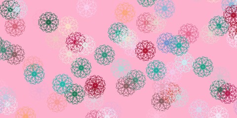 Light Green, Red vector natural artwork with flowers.