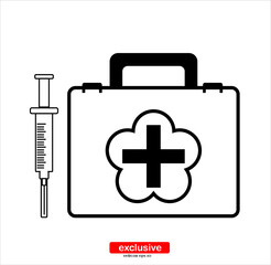 an injection first aid kit icon.Flat design style vector illustration for graphic and web design.