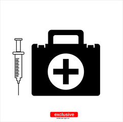 an injection first aid kit icon.Flat design style vector illustration for graphic and web design.