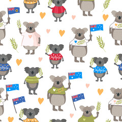 Seamless Pattern with koalas
