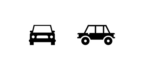 Car vector flat icon. Isolated automobile, vehicle front and side view emoji illustration 