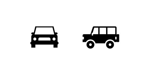 Sport Utility Vehicle vector flat icon. Isolated SUV car, off road vehicle, front and side view automobile emoji illustration 