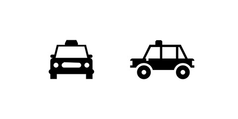 Taxi car vector flat icon. Isolated taxi cab front and side part view emoji illustration 