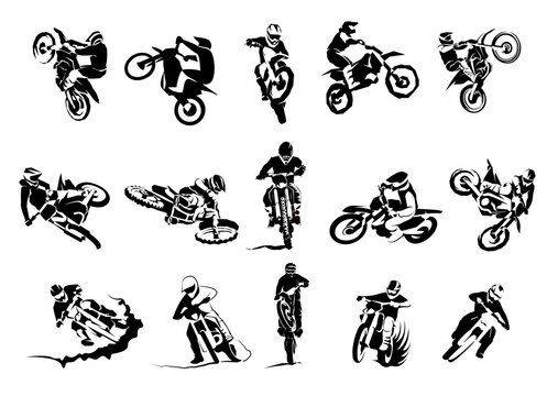Extreme bike big vector set 14x, motocross