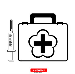 an injection first aid kit icon.Flat design style vector illustration for graphic and web design.