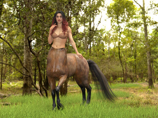 3D Render : A portrait of the female centaur - obrazy, fototapety, plakaty