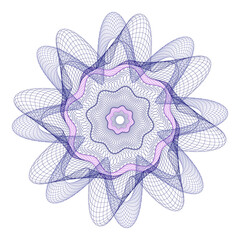 Watermark ,Guilloche rosetta  , design for  background for certificate, 