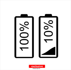 battery icon low and full charging .Flat design style vector illustration for graphic and web design.