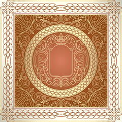 Golden ornate decorative vintage blank card