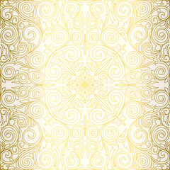 Golden ornate decorative seamless pattern
