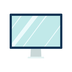 Fototapeta premium Vector illustration of a computer with a large monitor. Glare on the screen. PC. Flat. On white background.