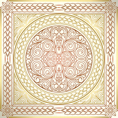 Golden ornate decorative vintage blank card