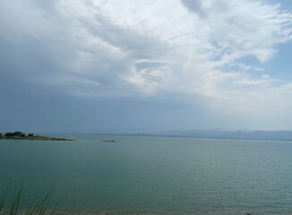 tropical beach with blue sky