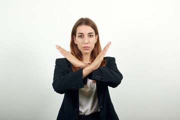 Let's make a stop I don't want to listen your lie. Unhappy depressed unsatisfied troubled annoyed,...