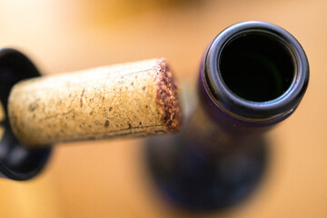 Garrafa de vinho tinto e sua rolha