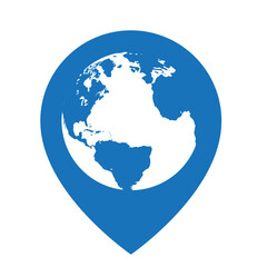 location pin icon with planet earth