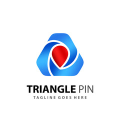 Abstract Gradient Triangle Pin Icon Logo Design Vector Illustration Template