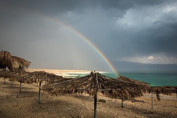 Fototapeta na wymiar Salty Dead sea shore in Israel