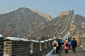 Beijing, China - December 20, 2012 : Part of Water Pass Great Wall of China during winter, Shuiguan.
