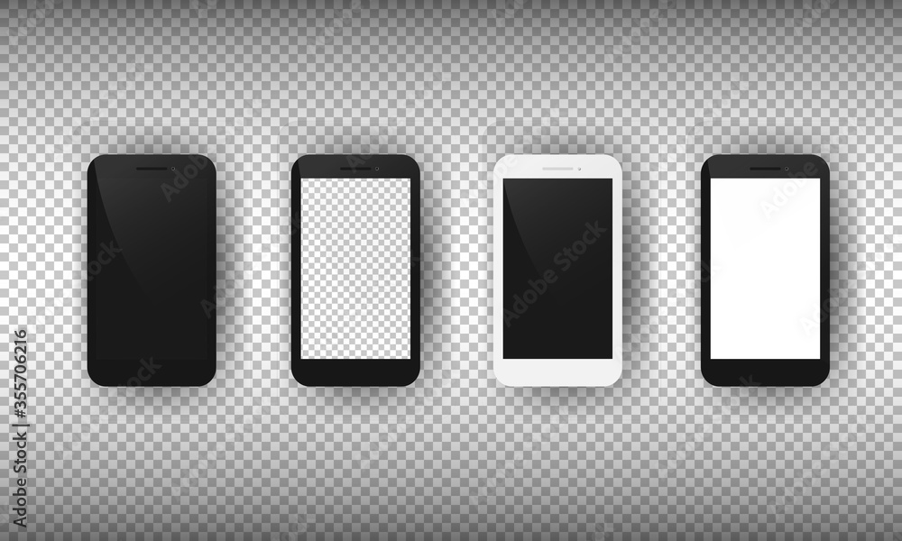 Aufkleber realistic smartphone mockup set. mobile phone with blank screen. cell phone display front view mocku