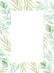 Hand drawn watercolor illustration. Botanical vector spring elements (eucalyptus, fir-tree branches, leaves). Greenery. Floral spring Design elements. Perfect for wedding invitations, cards, prints