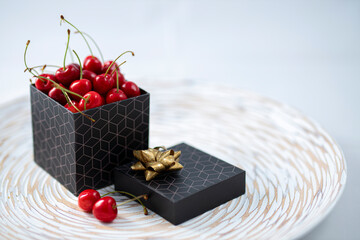 festive cherries in a box