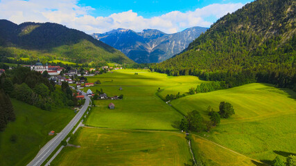 Amazing nature in the Bavarian Allgau - the German Alps - aerial drone view