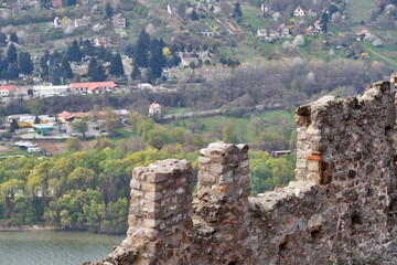 Fototapeta na wymiar View on the countryside from the old walls of Visegrad castle in Hungary