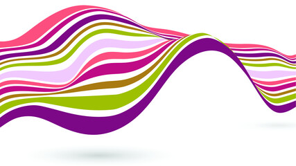 The background image of colorful multicolored wave stripes moves in a horizontal direction.