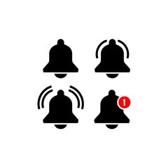 Notification bell icons set for incoming inbox message. Vector ringing bell. New message on isolated background. Eps 10 vector