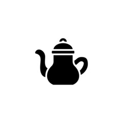 Tea pot vector icon in black solid flat design icon isolated on white background