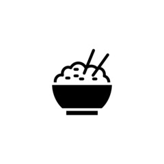 Rice bowl vector icon in black solid flat design icon isolated on white background