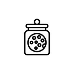 Cookies jar vector icon in linear, outline icon isolated on white background
