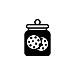 Cookies jar vector icon in black solid flat design icon isolated on white background