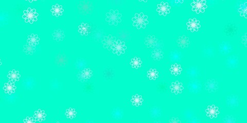 Light Green vector doodle pattern with flowers.