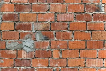 Rustikale, grob gemauerte Wand aus roten Backsteinen – Banner, Copyspace, grafisches Element