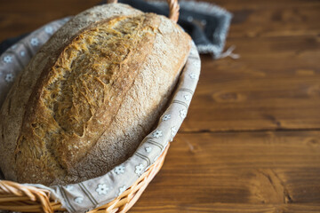 Sourdough artisan bread loaf of traditional Homemade rye starter