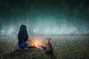 young woman in the woods
