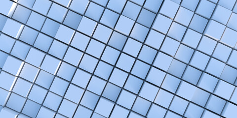 Abstract background of many cubes, tinted in blue. 3d render