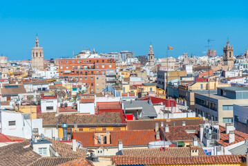 City center of Valencia viewed from Torres de Quart, Spain