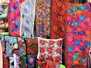 Traditional Mexican colorful textile background