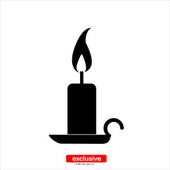burning candle in candle in candlestick icon.Flat design style vector illustration for graphic and web design.