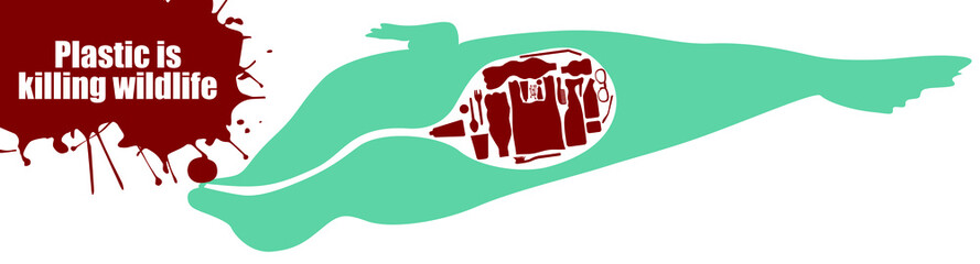 Campaign to stop using plastic for animals and the environment Because humans are plastic waste, can be eaten and killed by animals