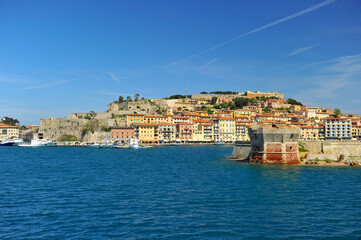 Fototapeta premium view from the Mediterranean Sea to the shore buildings building, edifice