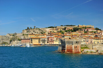 view from the Mediterranean Sea to the shore buildings building, edifice