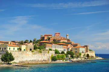 Fototapeta premium view from the Mediterranean Sea to the shore buildings building, edifice